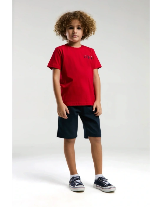 Erkek Çocuk Kırmızı Bermuda Takım
