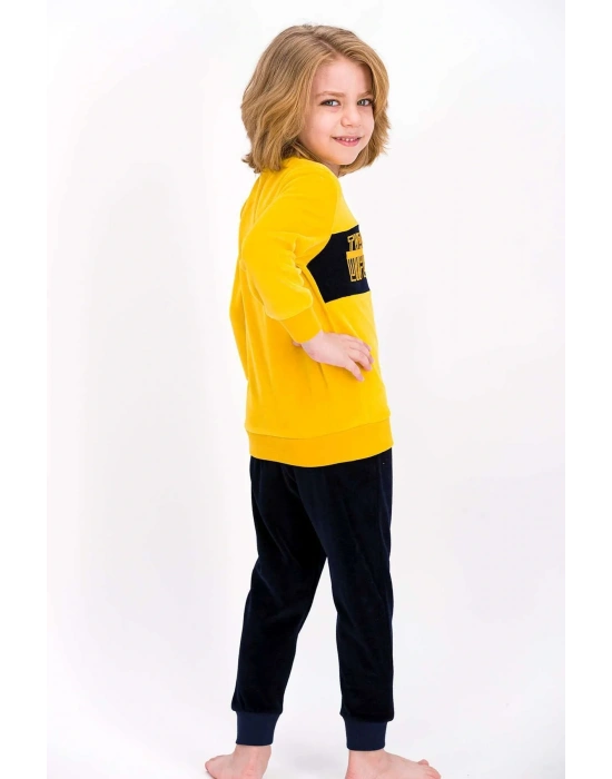 Erkek Çocuk Sarı Kadife Eşofman Takımı