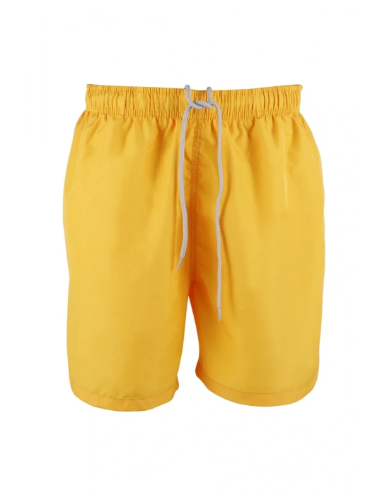 Erkek Deniz Şortu 2 Cepli Pamuklu Polyester Su Yitici Tahriş Etmeyen Astar Sarı K236