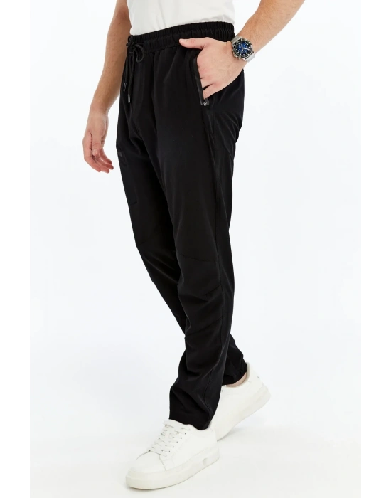 Erkek Eşofman Altı Fermuarlı Cep Paraşüt Kumaş Siyah