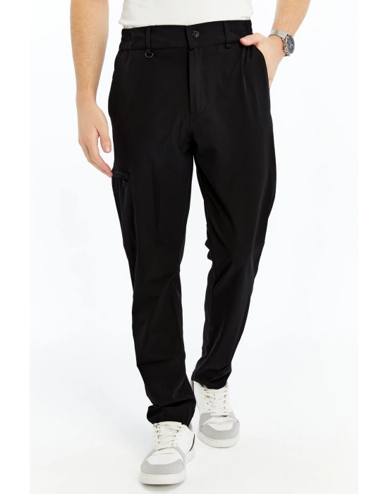 Erkek Lastikli Pantolon Paraşüt Kumaş Siyah