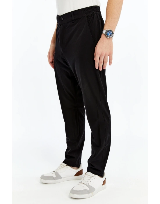 Erkek Lastikli Pantolon Paraşüt Kumaş Siyah