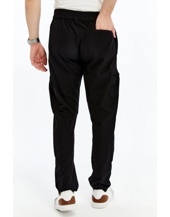 Erkek Lastikli Pantolon Paraşüt Kumaş Siyah