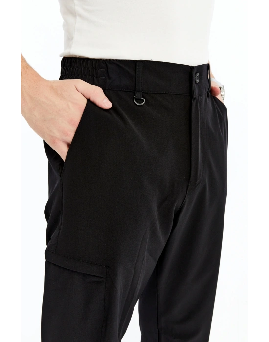 Erkek Lastikli Pantolon Paraşüt Kumaş Siyah