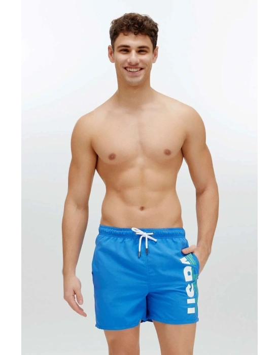 Erkek Saks Mavi Orta Boy Deniz Şortu