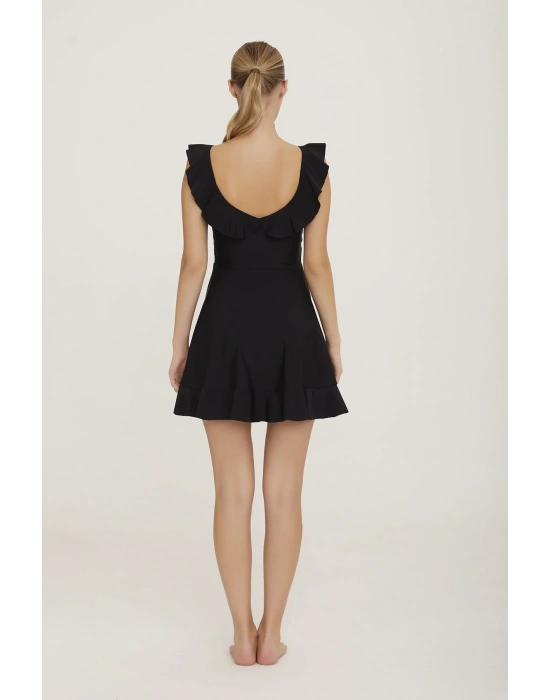 Fırfır Detaylı Elbise Mayo