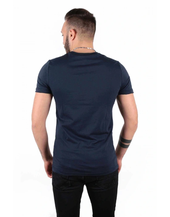 Five Pocket Erkek Bisiket Yaka Cepli Tişört Oversize Lacivert