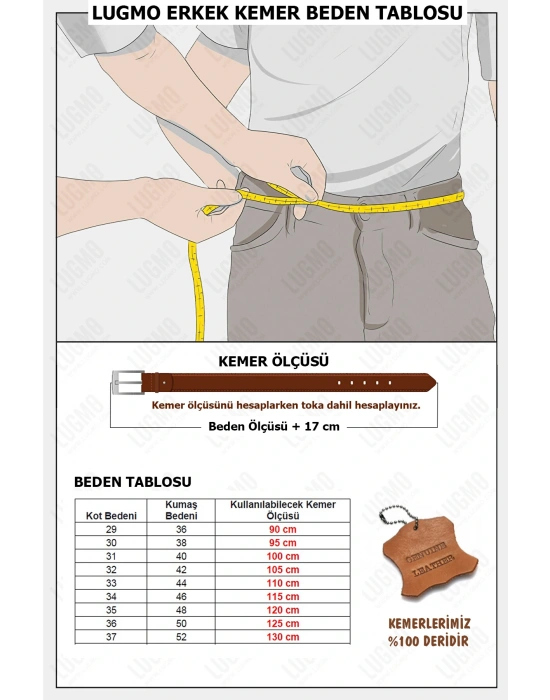 Gerçek Deri Erkek Kemer Kahverengi 4,5 cm