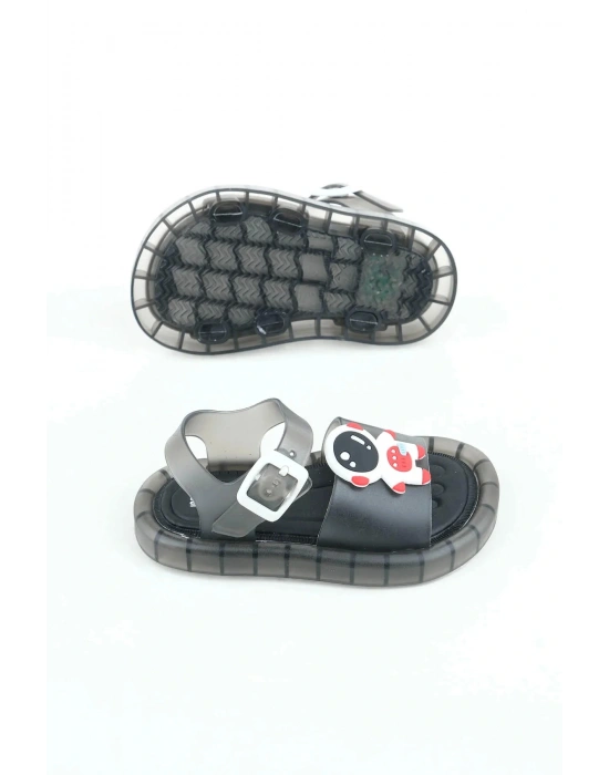 Gezer Çoçuk Yazlık Işıklı Sandalet Astronot Figürlü Siyah