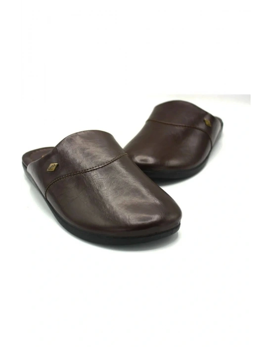 Gezer Erkek Halı Terlik, Kışlık Misafir Ev Terliği, Erkek Çeyiz Bohça Damat Terliği Kahve