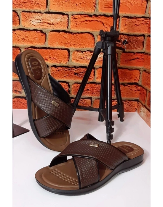 Gezer Erkek Terlik Suni Deri Kahverengi 12598