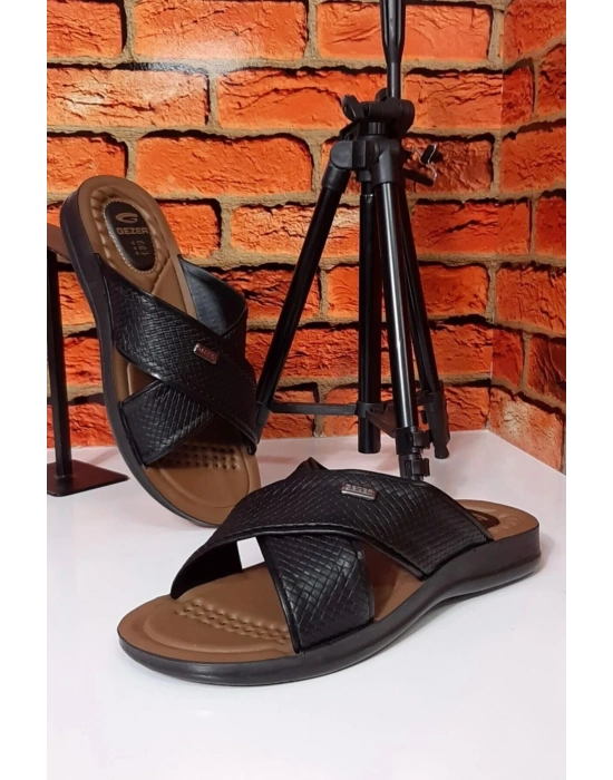 Gezer Erkek Terlik Suni Deri Siyah 12598