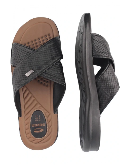 Gezer Erkek Terlik Suni Deri Siyah 12598