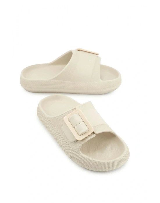 Gezer Kadın Terlik Tek Toka Eva Bej