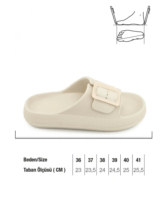 Gezer Kadın Terlik Tek Toka Eva Bej