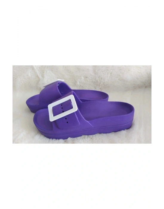 Gezer Kaymaz Taban Kadın Terlik Tokalı Mor