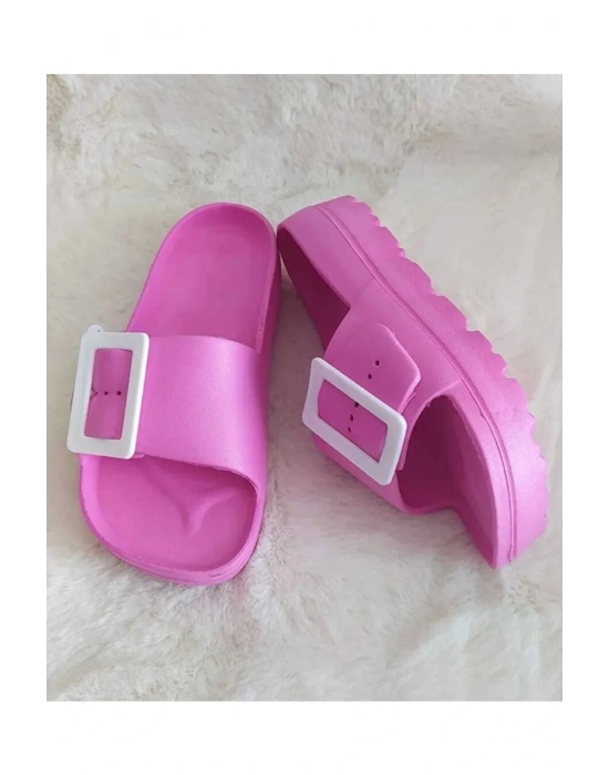 Gezer Kaymaz Taban Kadın Terlik Tokalı Pembe