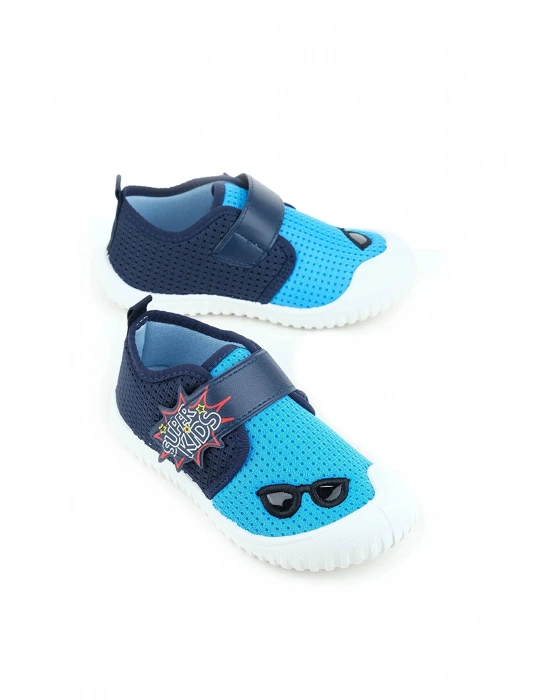 Gezer Yazlık Keten Erkek Çocuk Ayarlanabilir Ayakkabı Lacivert