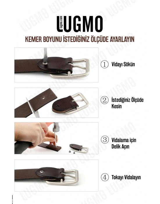 Hakiki 100% Deri Erkek Kemer Bordo 4,5 cm