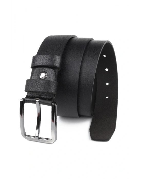 Hakiki Deri Erkek Kemeri 4 cm Siyah
