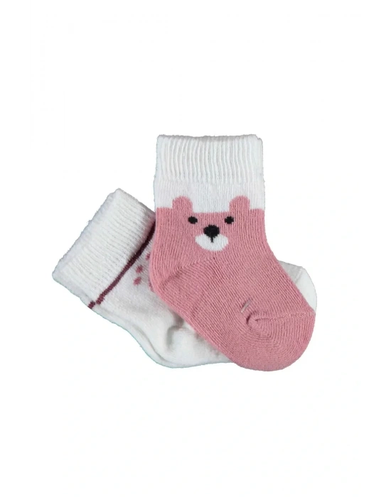 Happy Bear 2li Çorap Gül Kurusu