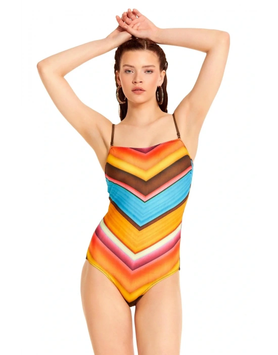 Hızlı Kuruma Korseli Straplez Mayo Desenli