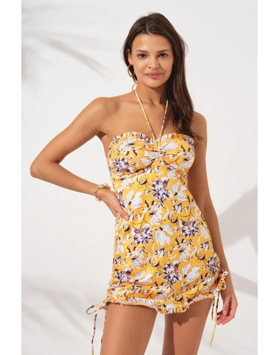 Jersey Soft Straplez Elbise Mayo Bloom 231128-d