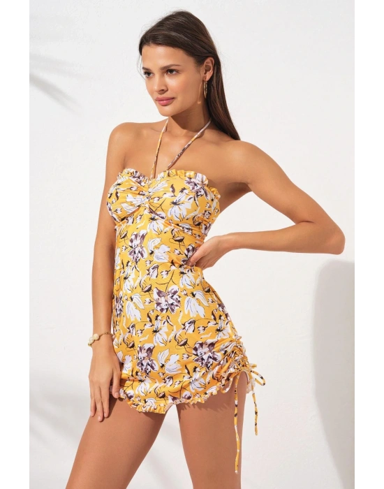 Jersey Soft Straplez Elbise Mayo Bloom 231128-d