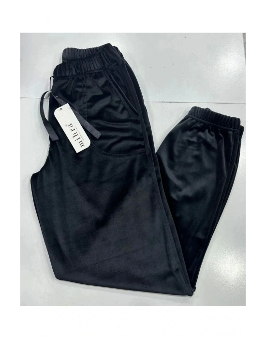 Kadın Kadife Alt Pijama Siyah