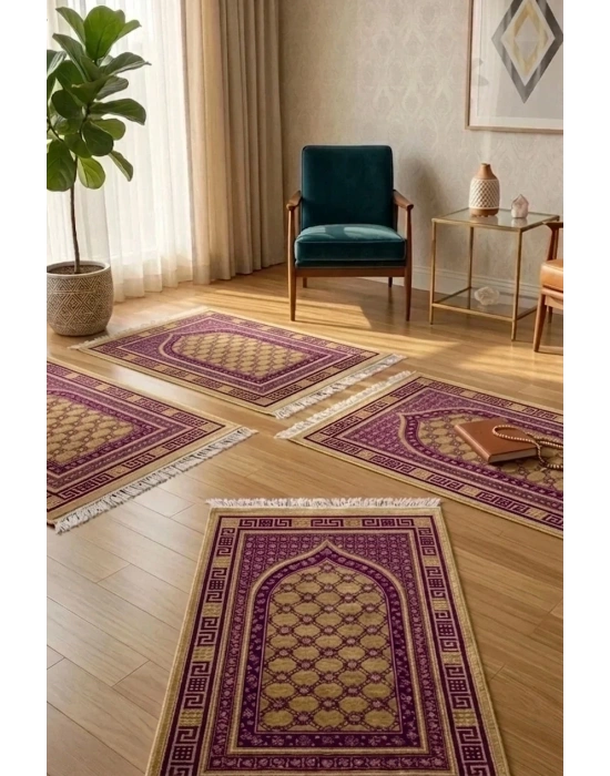 Kadife Püsküllü Seccade Eflatun