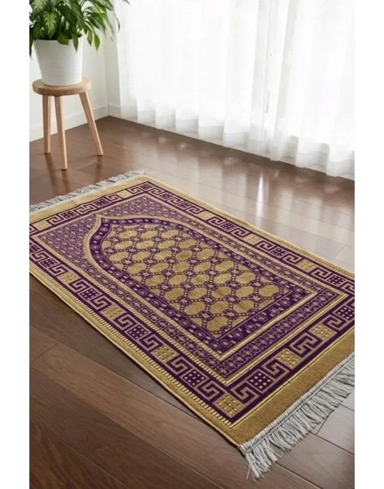 Kadife Püsküllü Seccade Eflatun