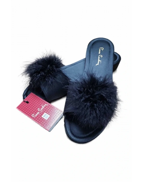 Kadın 0015 Tüylü Terlik Lacivert