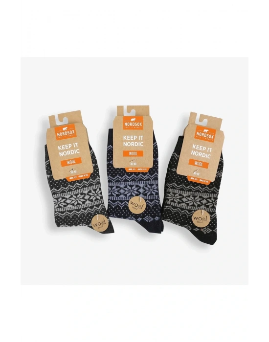 Kadın 3lü Lüks Yünlü Renkli Çorap