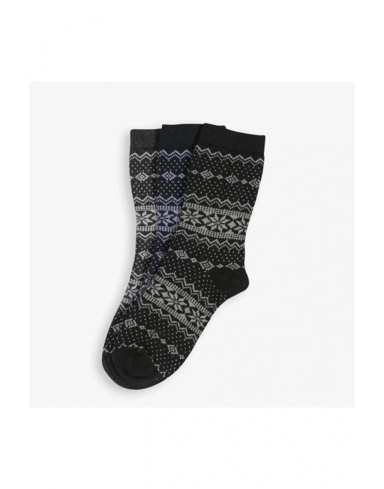 Kadın 3lü Lüks Yünlü Renkli Çorap