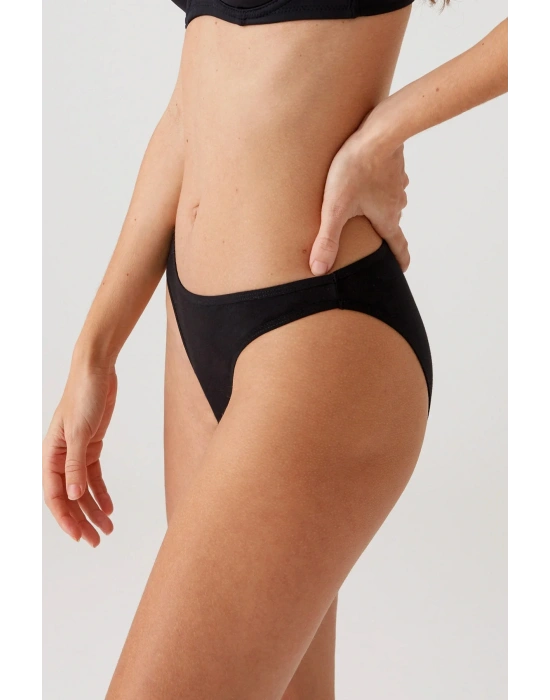 Kadın 5li Ekonomik Paket Siyah 2057 High Leg Classic Pamuklu Basic Külot