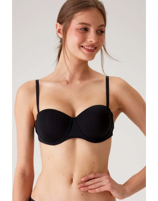 Kadın 6027 Pisa Destekli Push-up Straplez Multi Function Sütyen Siyah