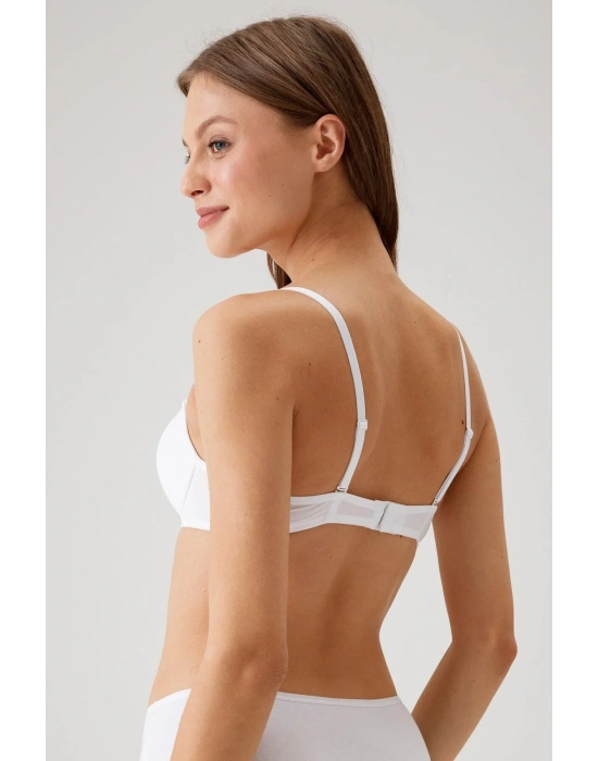 Kadın Beyaz 6045 Milan Push Up Dolgulu Micro Sütyen (tak - Çıkar Askılı)