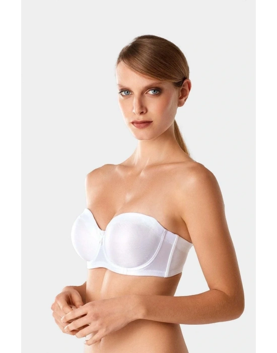 Kadın Beyaz 7031 Balenli Straplez Toparlayıcı Minimizer Sütyen