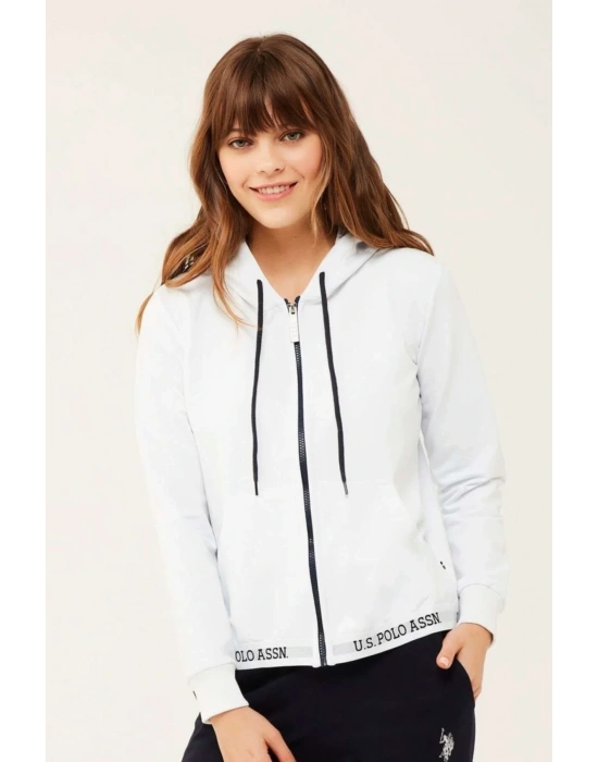 Kadın Beyaz Kapşonlu Ev Giyim