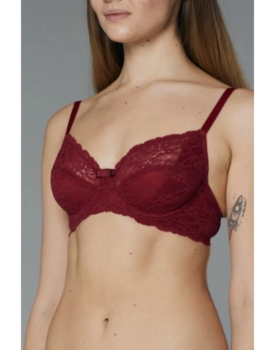 Kadın Bordo Dantel İçi Boş Toparlayıcı Sütyen