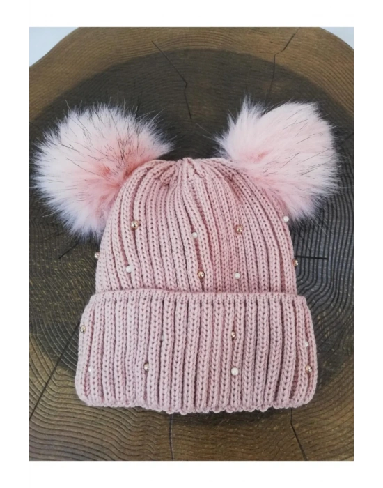 Kadın Çift Ponpon İncili Bere K2725 01 063