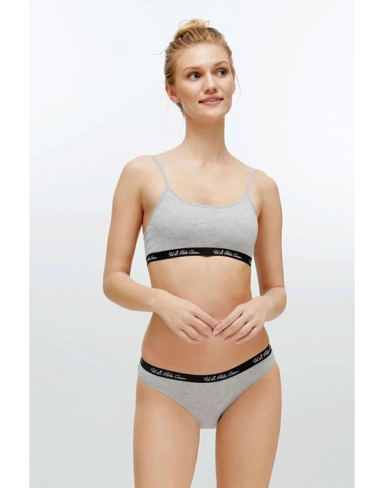 Kadın Gri Melanj Büstiyer Slip Takım 68000