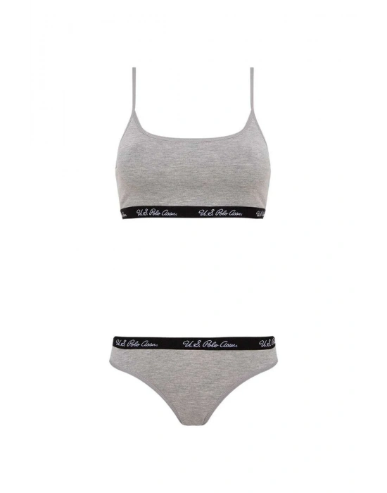 Kadın Gri Melanj Büstiyer Slip Takım 68000