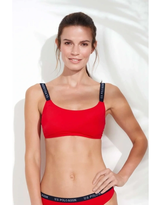 Kadın Kırmızı Ince Askılı Bikini Üst