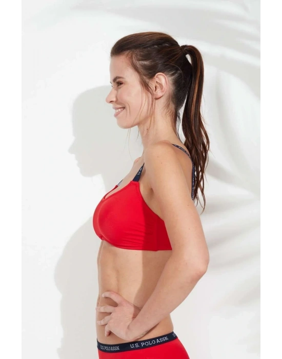 Kadın Kırmızı Ince Askılı Bikini Üst