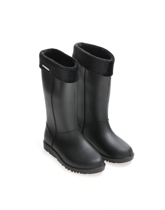 Kadın Kışlık PVC İçi Sıcak Astarlı Su Geçirmez Çizme Siyah