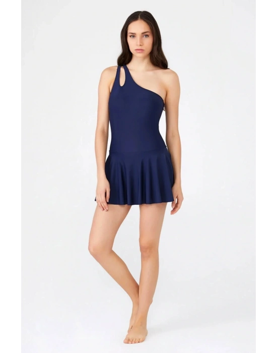 Kadın Lacivert Tek Askı Etekli Mayo