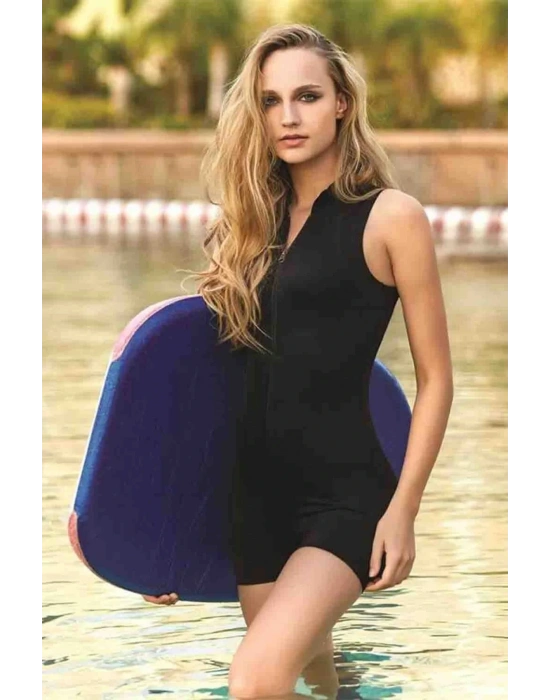 Kadın Likralı Fermuarlı Şortlu Yüzücü Mayo 3130