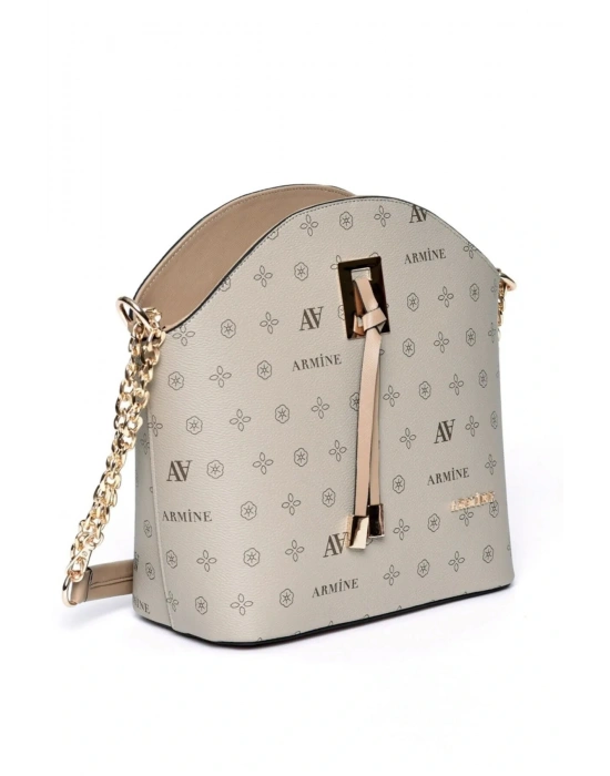 Kadın Omuz Çanta Klasik 102 Vizon Baskılı