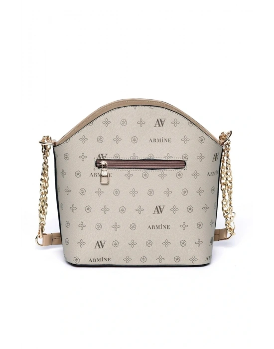 Kadın Omuz Çanta Klasik 102 Vizon Baskılı